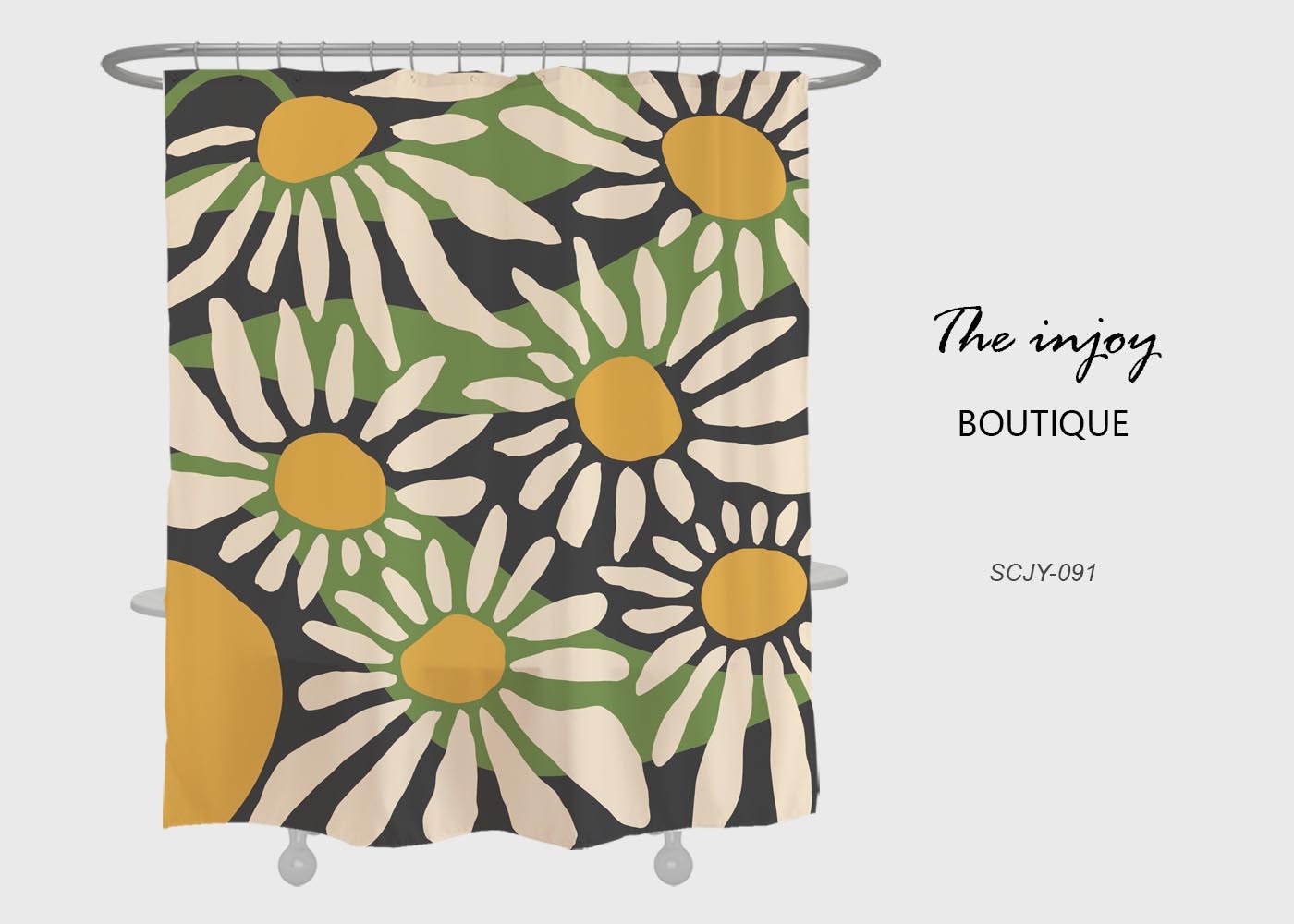 Vintage Daisy Flowers Shower Curtain with Summer Oil Painting for a Delightful Bathroom Decor