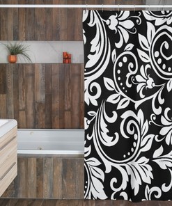 Vintage Damask Shower Curtain | Black & White | New Home Housewarming Gift | Bathroom Decor + Quotes