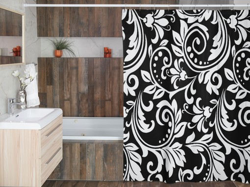 Vintage Damask Shower Curtain | Black & White | New Home Housewarming Gift | Bathroom Decor + Quotes