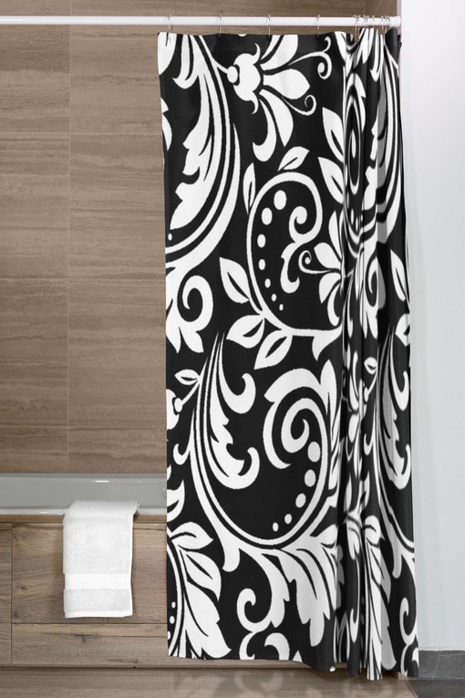 Vintage Damask Shower Curtain | Black & White | New Home Housewarming Gift | Bathroom Decor + Quotes - Image 4