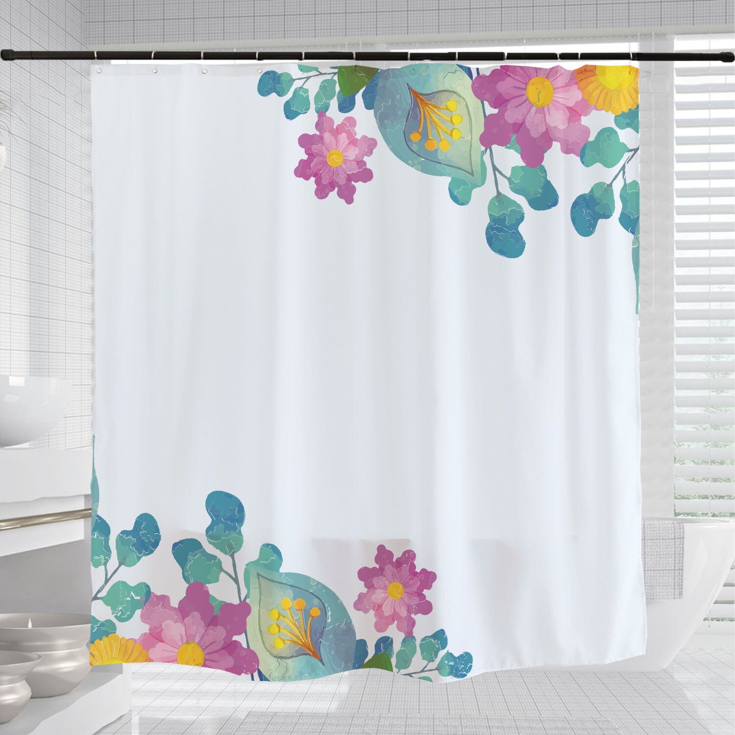 Vintage Flair Disney Flowers Shower Curtain with Spring Plant Bathroom Decor - Unique and Charming Bathroom Decor - Image 3