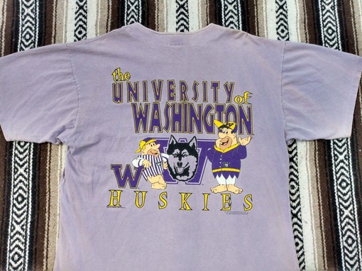 Vintage Flintstones University of Washington Huskies T-Shirt, NCAA Retro Shirt