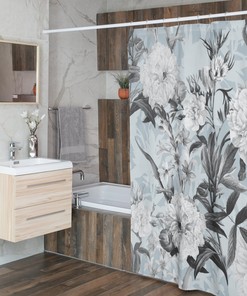 Vintage Floral Shower Curtain, Retro Botanical Tub Curtain