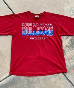 Vintage Fresno State Bulldogs Tee Full-Size Hoodie - NCAA Retro Shirts