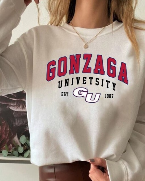 Vintage Gonzaga Crewneck Sweatshirt with Bulldogs Print
