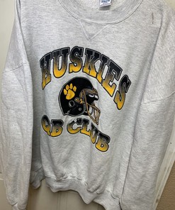Vintage Huskies QB Club Football Sweatshirt, Retro NCAA Men's Sport Shirt