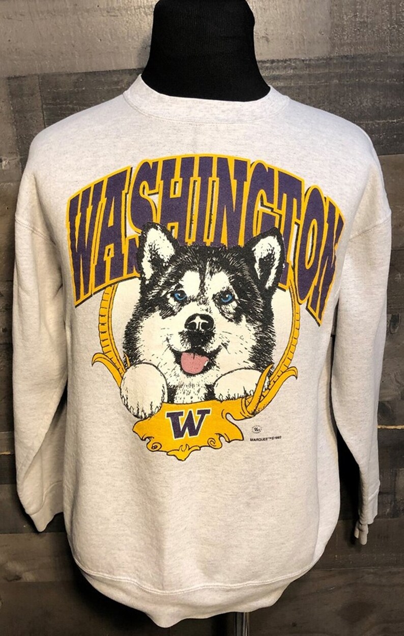 Vintage Huskies Sweatshirt, University of Washington Huskies 1990s College Sweatshirt for Men