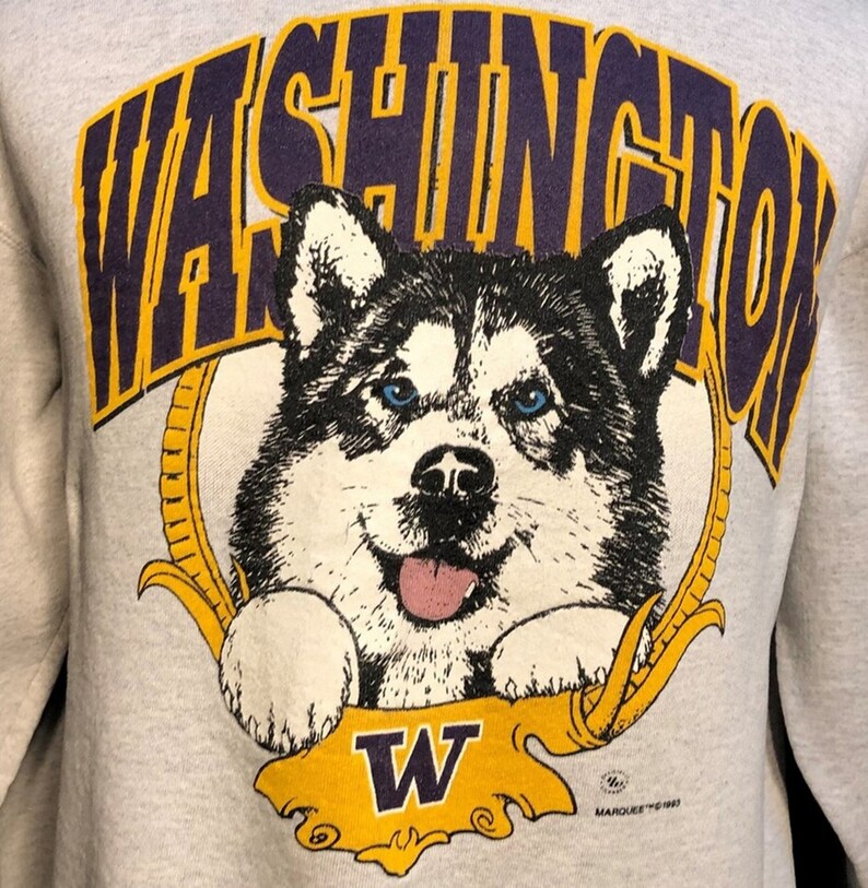 Vintage Huskies Sweatshirt, University of Washington Huskies 1990s College Sweatshirt for Men - Image 2