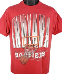 Vintage Indiana University Hoosiers Basketball Tee - Classic College Shirts - NCAA Shirts for Men
