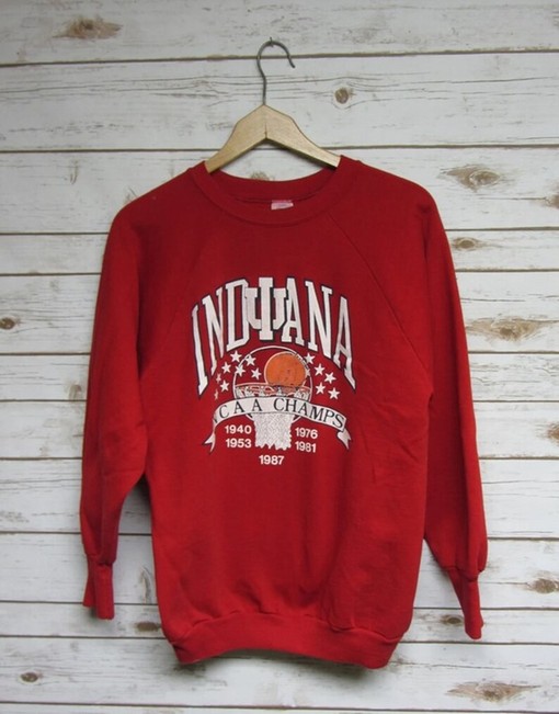 Vintage Indiana University Hoosiers Sweater - Basketball Champions Sweatshirt - NCAA Shirts for Men