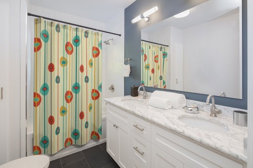 Vintage Inspired Shower Curtain, Mid Century Modern Bathroom Decor for Retro Charm - Image 2