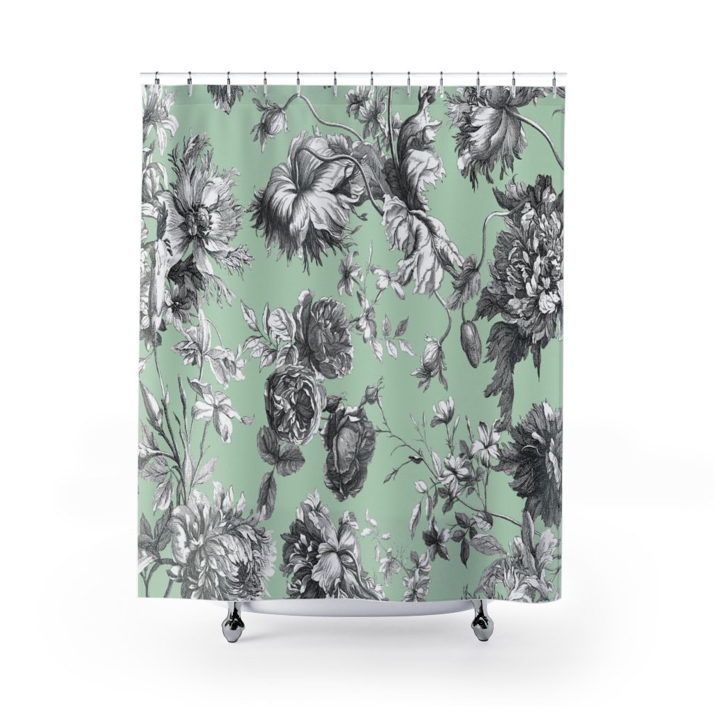 Vintage Inspired Toile Shower Curtain | Classic Bathroom Decor | Elegant Vintage Bath Accessory Bathroom Shower Curtains