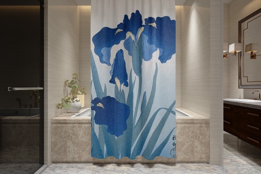 Vintage Japanese Disney Boho Flowers Shower Curtain - Chic Bathroom Decor with Hooks Included - Image 3