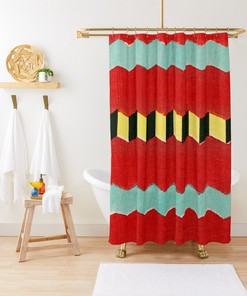Vintage Japanese Woodblock Shower Curtain - Featuring Abstract Art and Eco-Friendly Material with Waterproof Features