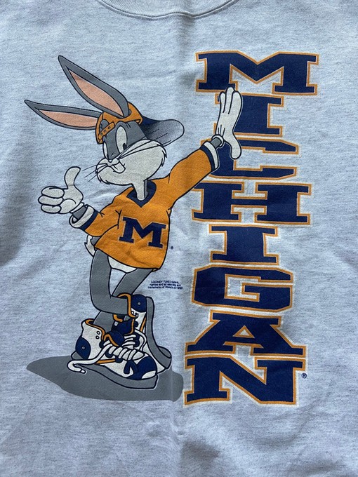 Vintage Looney Tunes Bugs Bunny University Of Michigan Crewneck Sweatshirt - NCAA Fan Gear - Image 2