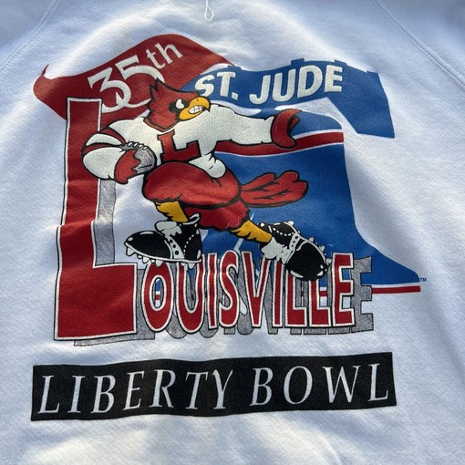 Vintage Louisville Cardinals Crewneck Sweatshirt & St Jude Liberty Bowl Shirt - Image 2
