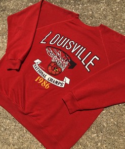 Vintage Louisville Cardinals Uni Football Crewneck Sweatshirt - NCAA Shirts