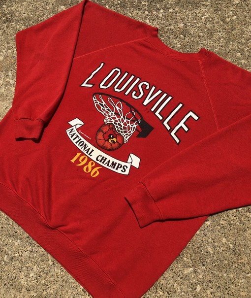 Vintage Louisville Cardinals Uni Football Crewneck Sweatshirt - NCAA Shirts