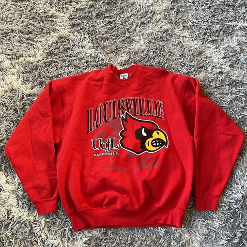 Vintage Louisville Cardinals Uni Football Crewneck Sweatshirt - NCAA Shirts for Fans