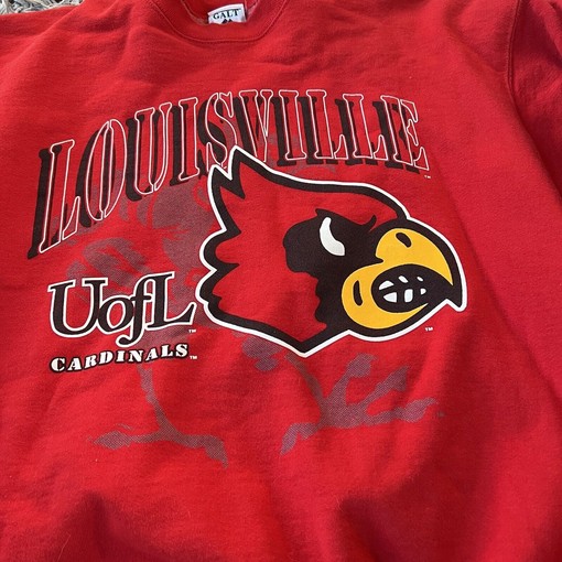 Vintage Louisville Cardinals Uni Football Crewneck Sweatshirt - NCAA Shirts for Fans - Image 2