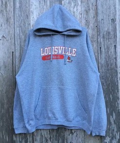 Vintage Louisville Cardinals Uni Football Hoodie Sweatshirt - NCAA Shirts for Men