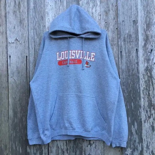 Vintage Louisville Cardinals Uni Football Hoodie Sweatshirt - NCAA Shirts for Men