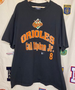 Vintage MLB Apparel: Cal Ripken Jr. Baltimore Orioles T-Shirt with Player Name and Number