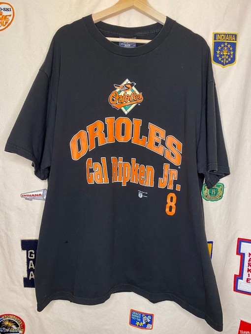 Vintage MLB Apparel: Cal Ripken Jr. Baltimore Orioles T-Shirt with Player Name and Number