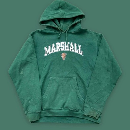 Vintage Marshall University Spell Out Hoodie in Pine Green with NCAA Sport Shirts for Girls