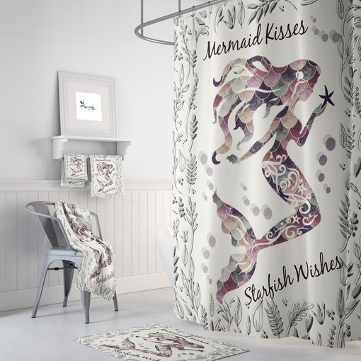 Vintage Mermaid Wash Shower Curtain for Classic Bathroom Decor | vintage bathroom shower curtains