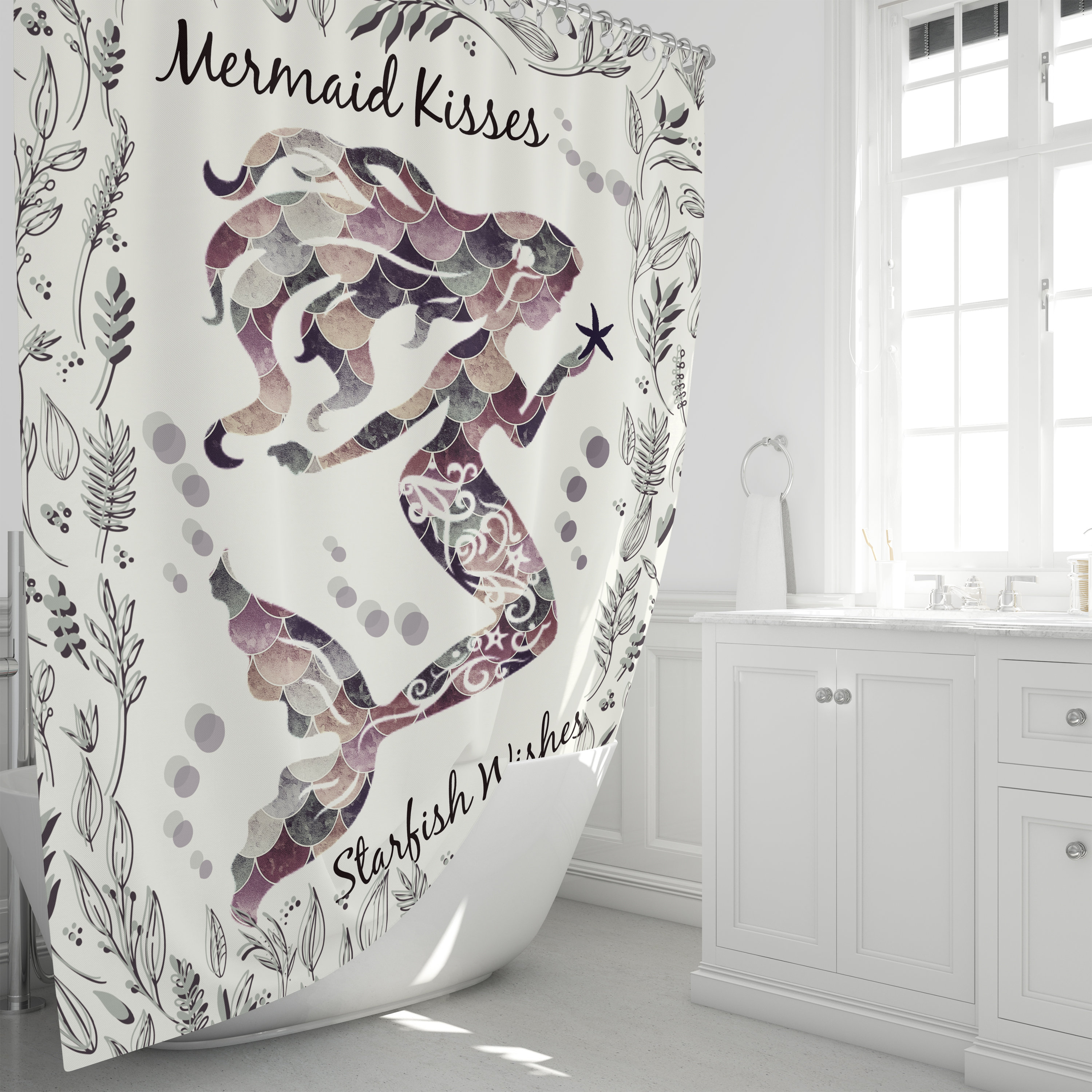 Vintage Mermaid Wash Shower Curtain for Classic Bathroom Decor | vintage bathroom shower curtains - Image 2