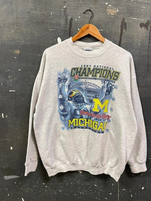 Vintage Michigan '97 Champions Sweatshirt, Hoodie, and T-Shirt - Full Size Gifts for NCAA Fans - Image 2