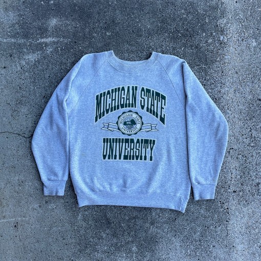 Vintage Michigan State University Crew Sweatshirt with Classic Logo - NCAA Fan Gear