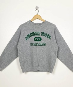 Vintage Michigan State University Spartans Sweatshirt Hoodie - Football Game Day T-Shirt Lover