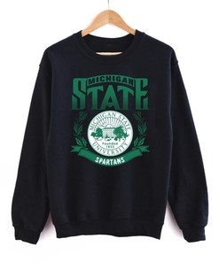 Vintage Michigan State University Sweatshirt Hoodie Shirt, Retro MSU Apparel Gift with NCAA Shirts for Men