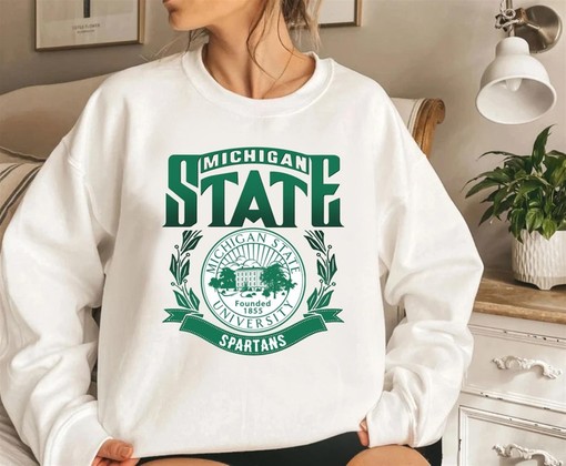 Vintage Michigan State University Sweatshirt Hoodie Shirt, Retro MSU Apparel Gift with NCAA Shirts for Men - Image 3
