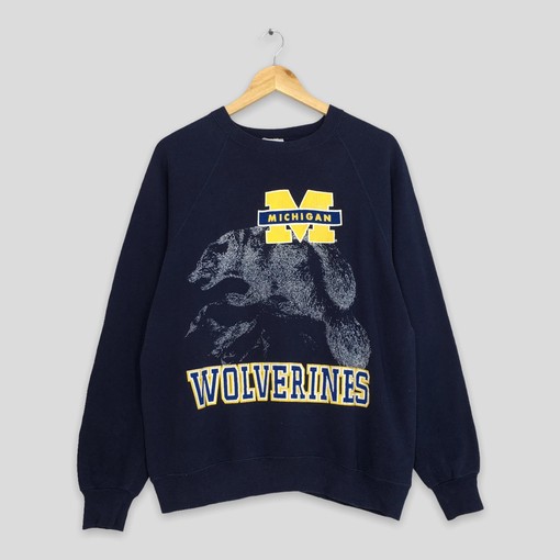 Vintage Michigan Wolverines Blue Sweatshirt - Full-Size Gift for NCAA Enthusiasts
