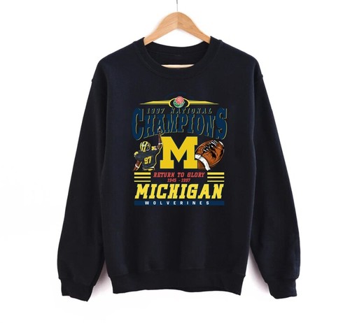 Vintage Michigan Wolverines Football Shirt with Vintage 1997 Michigan Wolverines Rose Bowl Football Crewneck Sweatshirt - Image 3