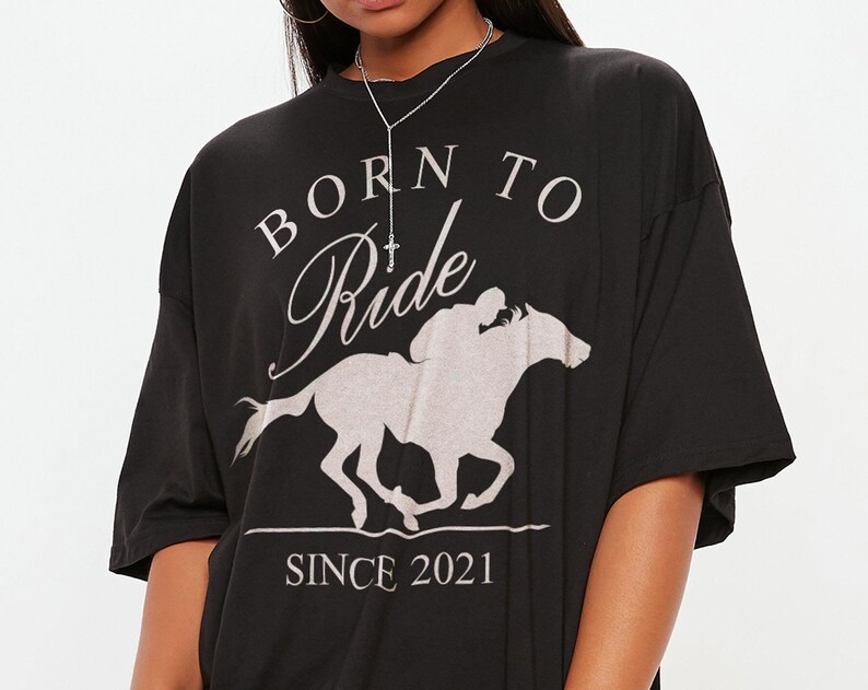 Vintage Movie Shirts: Born To Ride UNISEX Tees, Horse Rider Shirt, Horse Racing Tee, Funny Racing Shirt For Movie Fans - Image 2