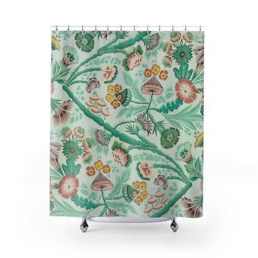 Vintage Mushroom Print Cottage Core Boho Shower Curtain - Image 2