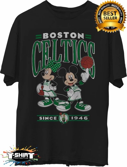 Vintage NBA Boston Celtics American Basketball Shirt, with Disney Mickey & Minnie - Unisex NBA Shirt