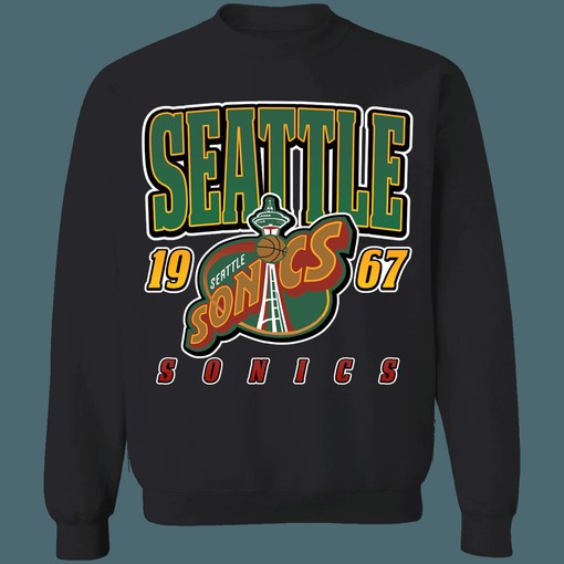 Vintage NBA Seattle Sonics Sweatshirt Hoodie Shirt for NBA Fans - Image 2