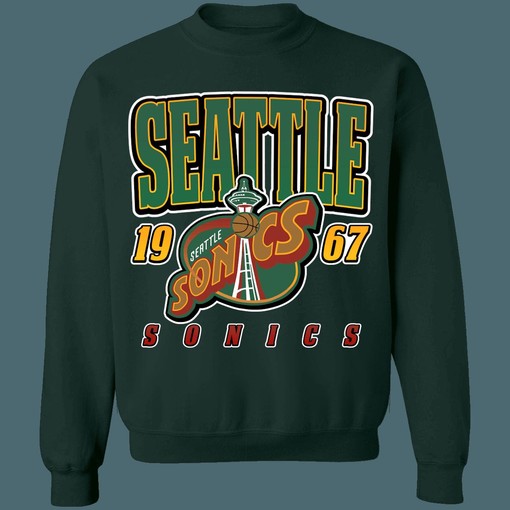 Vintage NBA Seattle Sonics Sweatshirt Hoodie Shirt for NBA Fans - Image 3