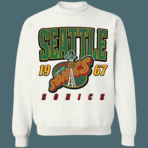 Vintage NBA Seattle Sonics Sweatshirt Hoodie Shirt for NBA Fans - Image 4