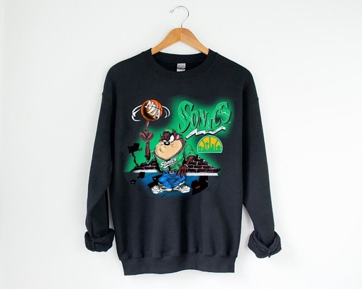 Vintage NBA Seattle Supersonics Taz Looney Tunes Sweatshirt, Basketball Shirt, Unisex Sweater Hoodie