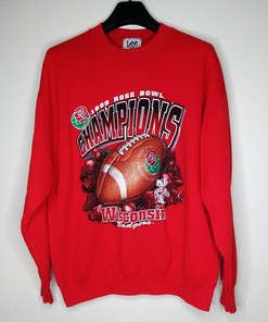Vintage NCAA Clothing: 1994 Rose Bowl Champions Crewneck Sweatshirt of Wisconsin Badgers - Bucky Fanwear