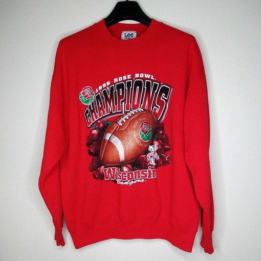 Vintage NCAA Clothing: 1994 Rose Bowl Champions Crewneck Sweatshirt of Wisconsin Badgers - Bucky Fanwear