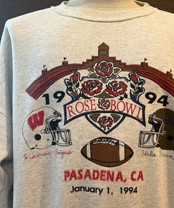 Vintage NCAA Football: Style Wisconsin Badgers vs UCLA Bruins Gray 1994 Rose Bowl Sweatshirt