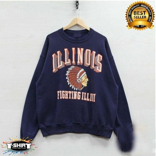 Vintage NCAA Illinois Fighting Illini Sweatshirt with Classic Design, Unisex Shirt