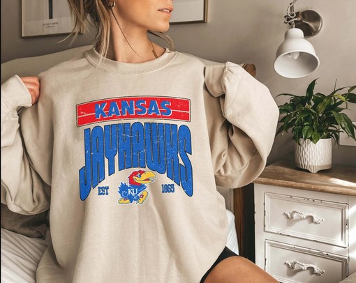 Vintage NCAA Kansas Jayhawks Logo Sweatshirt, Basketball Fan Shirt Hoodie